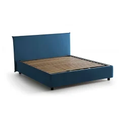 Talamo Italia Lit double Dangel, Lit coffre avec revêtement en tissu, Ouverture frontale, adapté pour matelas 160x200 cm, Bleu* Lit Coffre