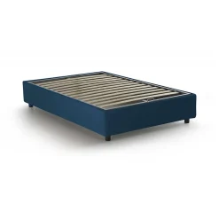 Lit double Daronic, Lit coffre avec revêtement en tissu, Ouverture latérale, adapté pour matelas 120x190 cm, Bleu>Talamo Italia Sale