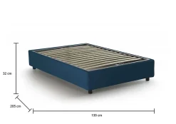 Lit double Daronic, Lit coffre avec revêtement en tissu, Ouverture latérale, adapté pour matelas 120x190 cm, Bleu><noscript><img width=