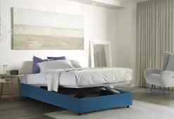 Talamo Italia Lit double Dbamb, Lit coffre avec revêtement en tissu, Ouverture frontale, avec matelas 120x190 cm inclus, Bleu* Lit Coffre