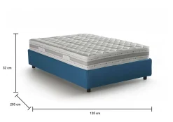 Talamo Italia Lit double Dbamb, Lit coffre avec revêtement en tissu, Ouverture frontale, avec matelas 120x190 cm inclus, Bleu* Lit Coffre