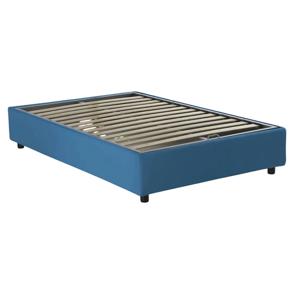 Talamo Italia Lit double Dbamb, Lit coffre avec revêtement en tissu, Ouverture frontale, avec matelas 120x190 cm inclus, Bleu* Lit Coffre
