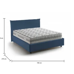Lit double Dbranc, lit coffre avec revêtement en tissu, ouverture frontale, avec matelas 120x190 cm inclus, bleu><noscript><img width=