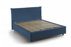 Lit double Dbranc, lit coffre avec revêtement en tissu, ouverture frontale, avec matelas 120x190 cm inclus, bleu><noscript><img width=