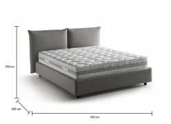 Lit double Dbrunor, Lit coffre avec revêtement en tissu, Ouverture frontale, avec matelas 160x200 cm inclus, Gris><noscript><img width=