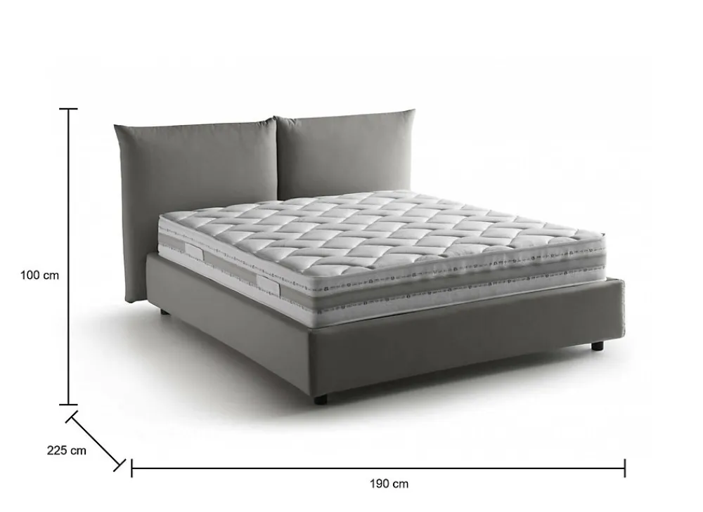Lit double Dbrunor, Lit coffre avec revêtement en tissu, Ouverture frontale, avec matelas 160x200 cm inclus, Gris>Talamo Italia Hot