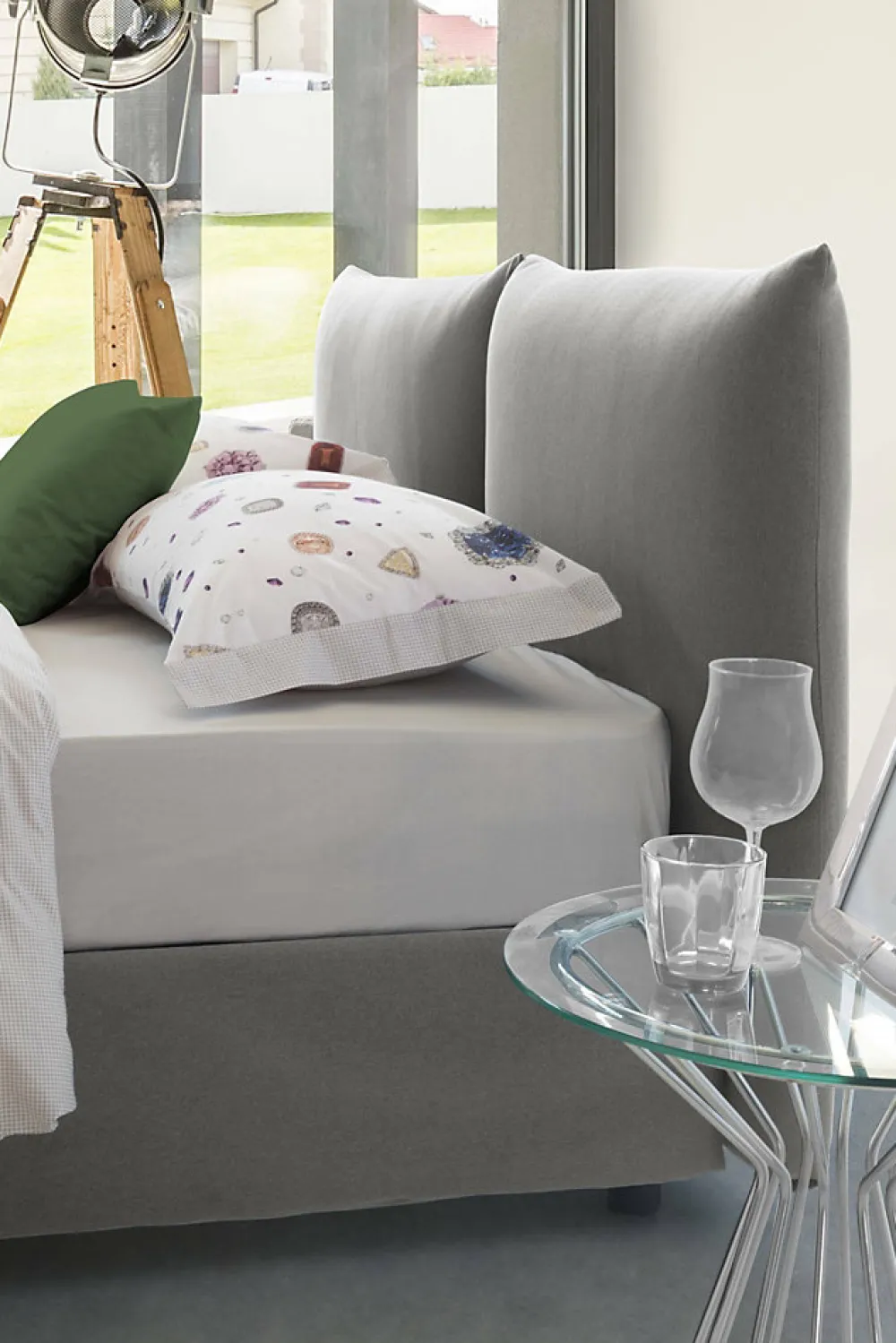 Lit double Dbrunor, Lit coffre avec revêtement en tissu, Ouverture frontale, avec matelas 160x200 cm inclus, Gris>Talamo Italia Hot