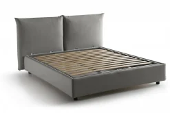 Lit double Dbrunor, Lit coffre avec revêtement en tissu, Ouverture frontale, avec matelas 160x200 cm inclus, Gris><noscript><img width=