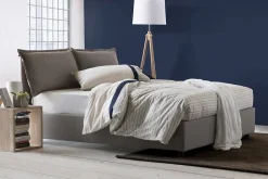 Talamo Italia Lit double Dcaprar, Lit coffre avec revêtement en tissu, Ouverture frontale, adapté pour matelas 160x190 cm, Taupe* Lit Coffre