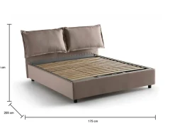 Talamo Italia Lit double Dcaprar, Lit coffre avec revêtement en tissu, Ouverture frontale, adapté pour matelas 160x190 cm, Taupe* Lit Coffre