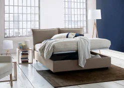 Talamo Italia Lit double Dcaprar, Lit coffre avec revêtement en tissu, Ouverture frontale, adapté pour matelas 160x190 cm, Taupe* Lit Coffre