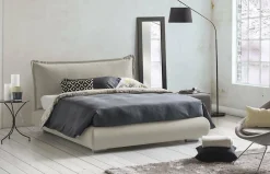 Lit double Dfecci, Lit coffre avec revêtement et tête de lit en tissu, Ouverture frontale, adapté pour matelas 160x190 cm, Beige>Talamo Italia New