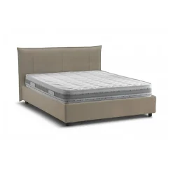 Lit double Dfecci, Lit coffre avec revêtement en tissu, Ouverture frontale, avec matelas 160x200 cm inclus, Taupe>Talamo Italia Best