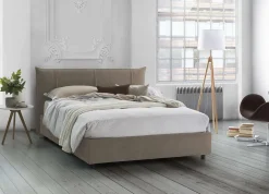 Lit double Dfecci, Lit coffre avec revêtement en tissu, Ouverture frontale, avec matelas 160x200 cm inclus, Taupe>Talamo Italia Best