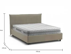 Lit double Dfecci, Lit coffre avec revêtement en tissu, Ouverture frontale, avec matelas 160x200 cm inclus, Taupe><noscript><img width=