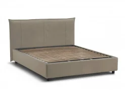 Lit double Dfecci, Lit coffre avec revêtement en tissu, Ouverture frontale, avec matelas 160x200 cm inclus, Taupe><noscript><img width=