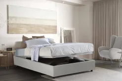 Talamo Italia Lit double Dguid, Lit coffre avec revêtement en similcuir, Ouverture frontale, adapté pour matelas 160x190 cm, Blanc* Lit Coffre