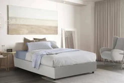 Talamo Italia Lit double Dguid, Lit coffre avec revêtement en similcuir, Ouverture frontale, adapté pour matelas 160x190 cm, Blanc* Lit Coffre