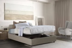Talamo Italia Lit double Dgytkj, lit coffre avec revêtement en similcuir, ouverture frontale, adapté pour matelas 120x190 cm, gris tourterelle* Lit Coffre