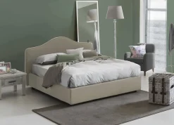 Lit double Djoci, Lit coffre avec revêtement en tissu, Ouverture frontale, avec matelas 160x200 cm inclus, Taupe>Talamo Italia Sale