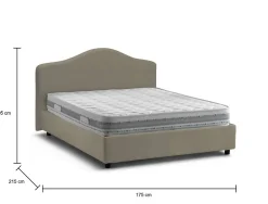 Lit double Djoci, Lit coffre avec revêtement en tissu, Ouverture frontale, avec matelas 160x200 cm inclus, Taupe><noscript><img width=