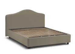 Lit double Djoci, Lit coffre avec revêtement en tissu, Ouverture frontale, avec matelas 160x200 cm inclus, Taupe><noscript><img width=