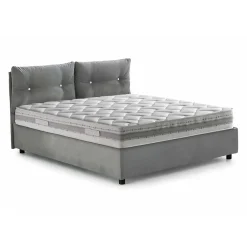 Talamo Italia Lit double Dlucid, Lit coffre avec revêtement en tissu, Ouverture frontale, avec matelas 160x200 cm inclus, Gris* Lit Coffre