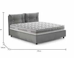 Talamo Italia Lit double Dlucid, Lit coffre avec revêtement en tissu, Ouverture frontale, avec matelas 160x200 cm inclus, Gris* Lit Coffre