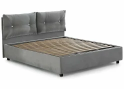 Talamo Italia Lit double Dlucid, Lit coffre avec revêtement en tissu, Ouverture frontale, avec matelas 160x200 cm inclus, Gris* Lit Coffre