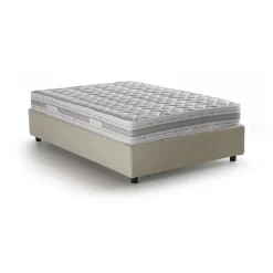 Lit double Dmalizi, Lit coffre avec revêtement en tissu, Ouverture frontale, avec matelas 120x200 cm inclus, Beige>Talamo Italia Sale