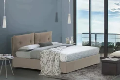 Talamo Italia Lit double Dmerol, Lit coffre avec revêtement en similcuir, Ouverture frontale, adapté pour matelas 160x200 cm, gris tourterelle* Lit Coffre
