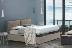 Talamo Italia Lit double Dmerol, Lit coffre avec revêtement en similcuir, Ouverture frontale, adapté pour matelas 160x200 cm, gris tourterelle* Lit Coffre