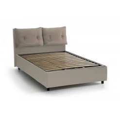 Talamo Italia Lit double Dmerol, Lit coffre avec revêtement en similcuir, Ouverture frontale, adapté pour matelas 160x200 cm, gris tourterelle* Lit Coffre