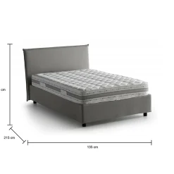 Talamo Italia Lit double Dpalear, Lit coffre avec revêtement en tissu, Ouverture frontale, avec matelas 120x200 cm inclus, Gris* Lit Coffre