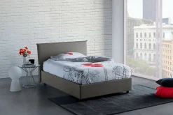 Talamo Italia Lit double Dpalear, Lit coffre avec revêtement en tissu, Ouverture frontale, avec matelas 120x200 cm inclus, Gris* Lit Coffre