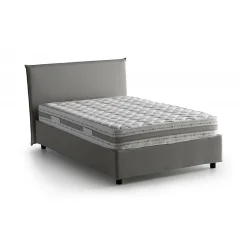 Talamo Italia Lit double Dpalear, Lit coffre avec revêtement en tissu, Ouverture frontale, avec matelas 120x200 cm inclus, Gris* Lit Coffre