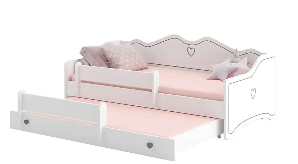 Lit double EMMA avec rail 160x80 gris>Kobi