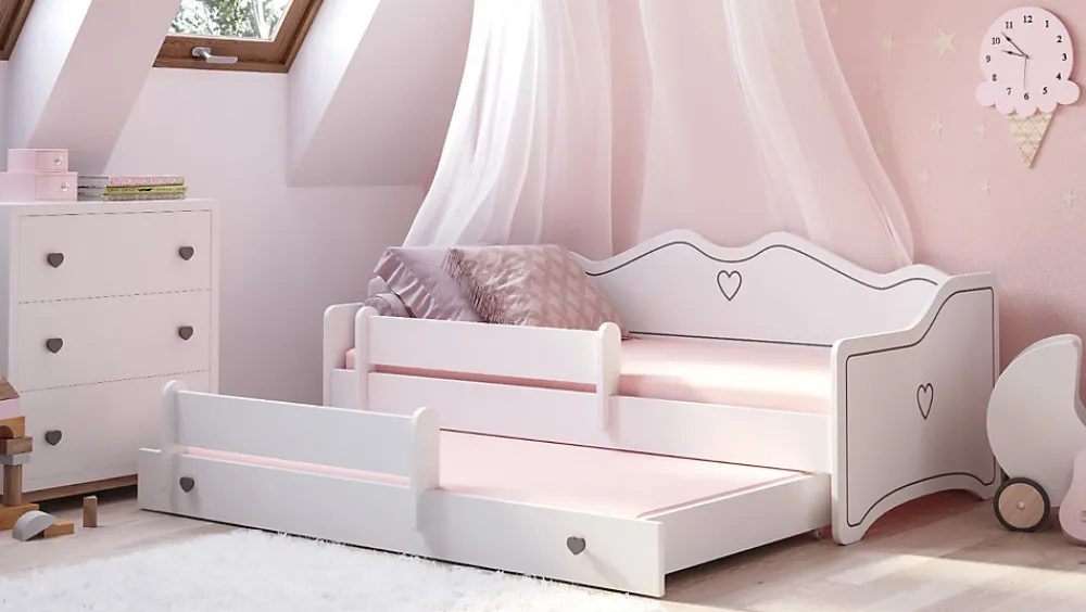 Lit double EMMA avec rail 160x80 gris>Kobi