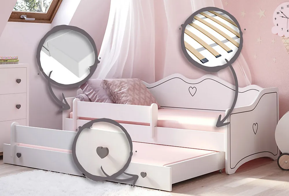 Lit double EMMA avec rail 160x80 gris>Kobi