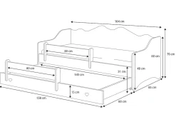 Lit double EMMA avec rail 160x80 gris><noscript><img width=