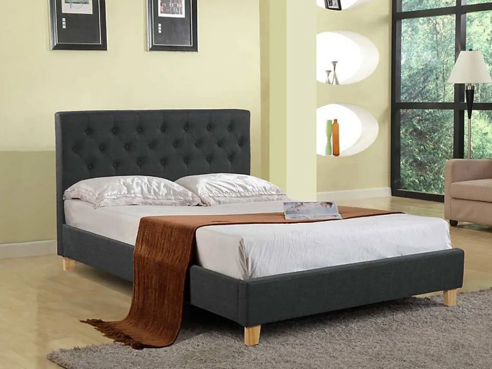 Lit double "Emmy" 140 x 190 cm Gris>Habitat Et Jardin Clearance