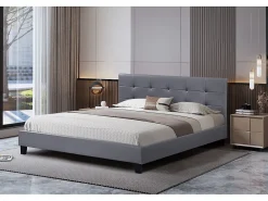 Lit double en pvc "Julia" - 160 x 200 - Gris clair>Habitat Et Jardin Sale
