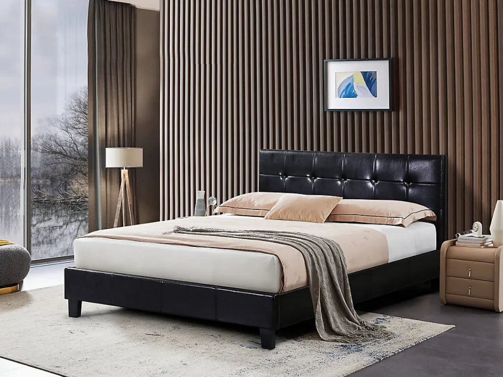Habitat Et Jardin Lit double en pvc "Julia" 140 x 190 cm Noir* Lit Double