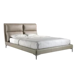 Lit double en similicuir vison avec tête de lit moderne et pieds en acier inoxydable>Angel Cerda Discount