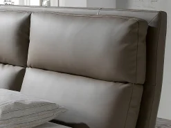 Lit double en similicuir vison avec tête de lit moderne et pieds en acier inoxydable><noscript><img width=