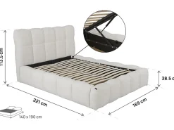 Palozi Home Lit double en tissu avec coffre "Davos" 140 x 190 cm Beige* Lit Coffre