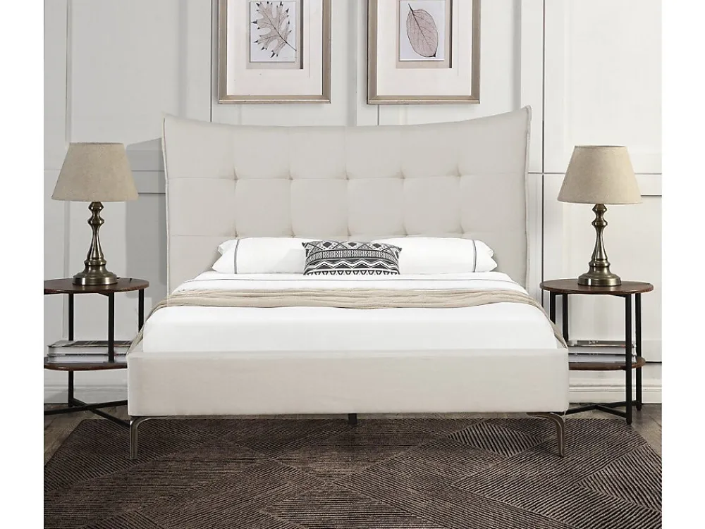 Palozi Home Lit double en tissu capitonné " Aspen" 160 x 200 cm Beige* Lit Coffre