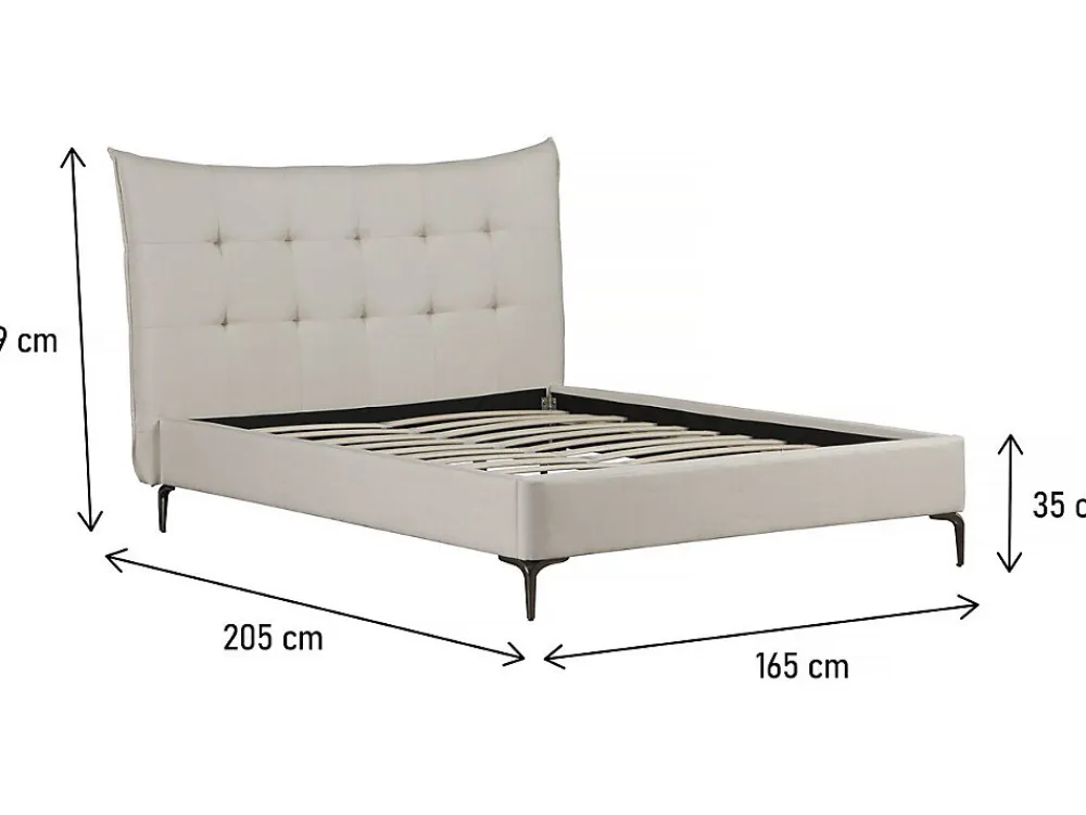 Lit double en tissu capitonné " Aspen" 140 x 190 cm Beige>Palozi Home Discount