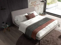 Angel Cerda Lit double en tissu gris moderne avec tête de lit originale* Lit Double