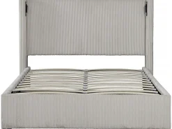 Lit double en velours côtelé avec coffre et lampe intégré 